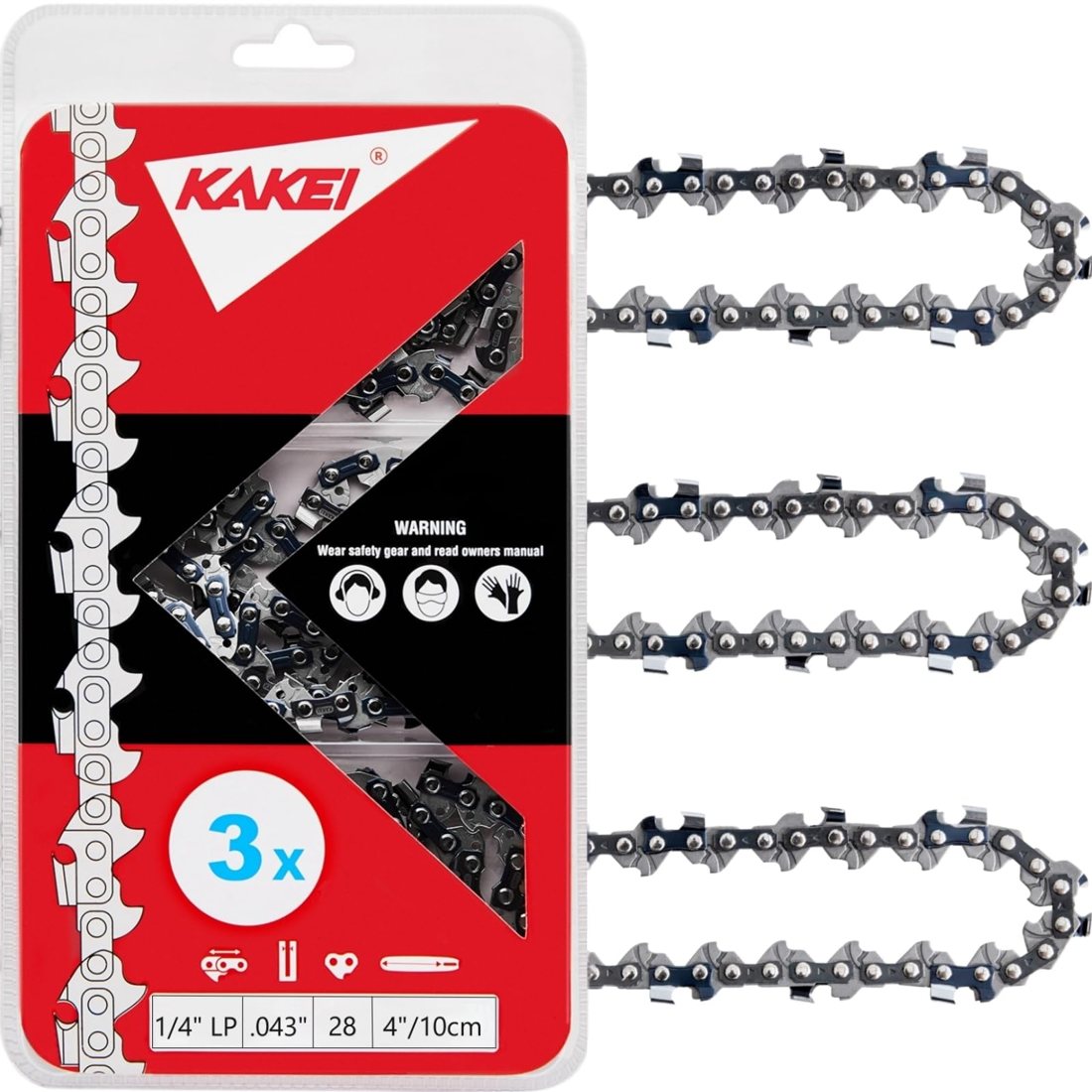 4" 1/4" .043" 28DL GTA 26 Pruner Chain, 3-Pack