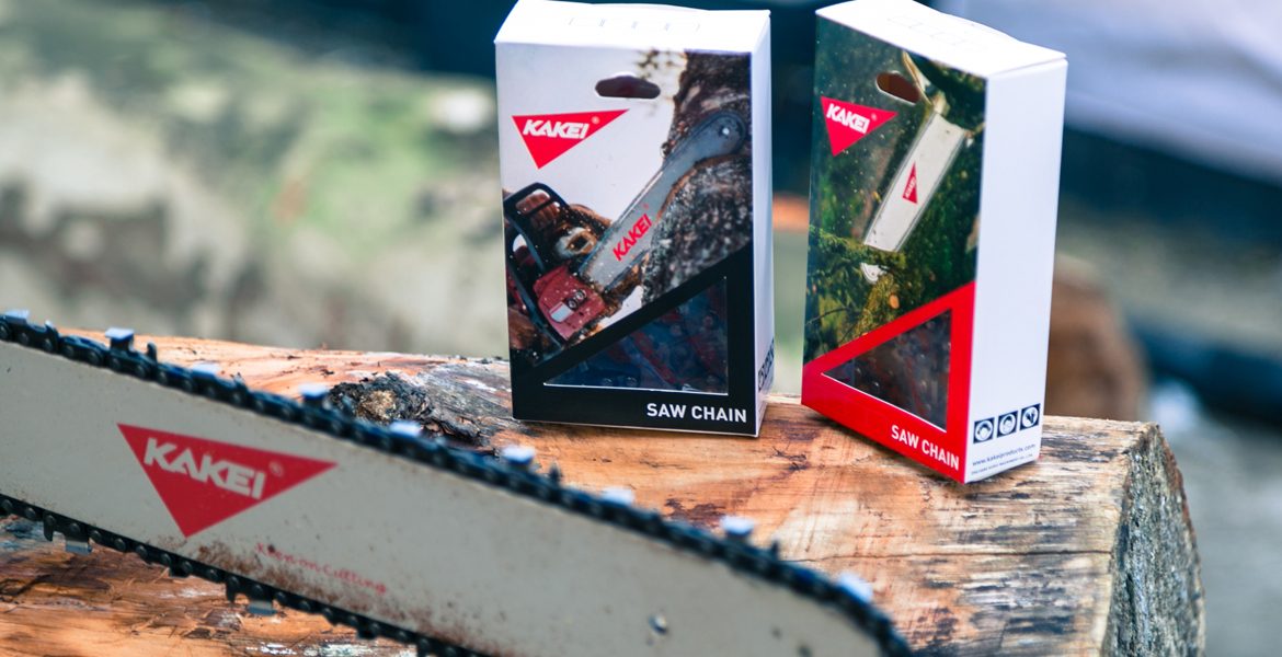 KAKEI saw chain boxes on a guide bar